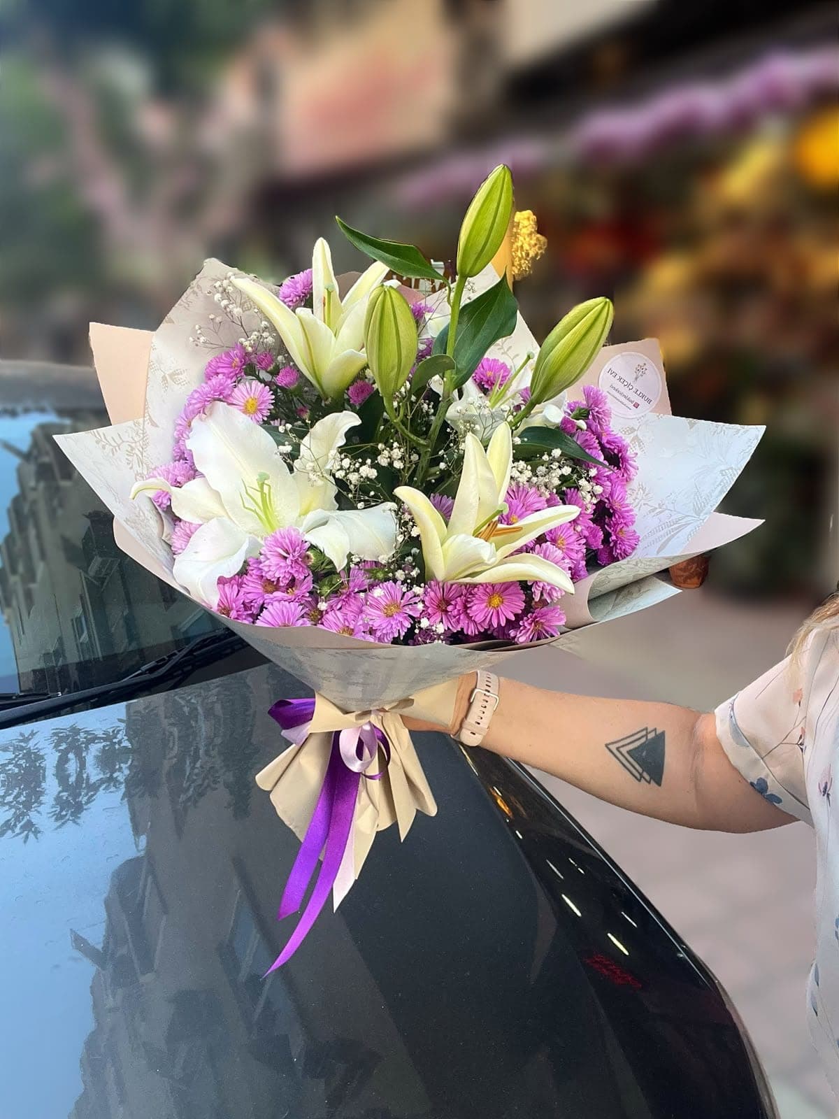 Lilyumlu Aster Buketi
