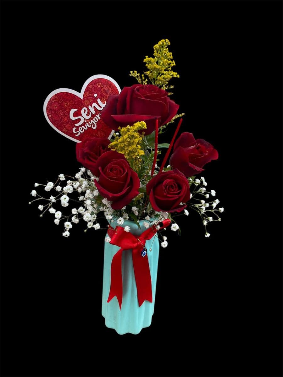 Polimer Vazoda 5li Gül