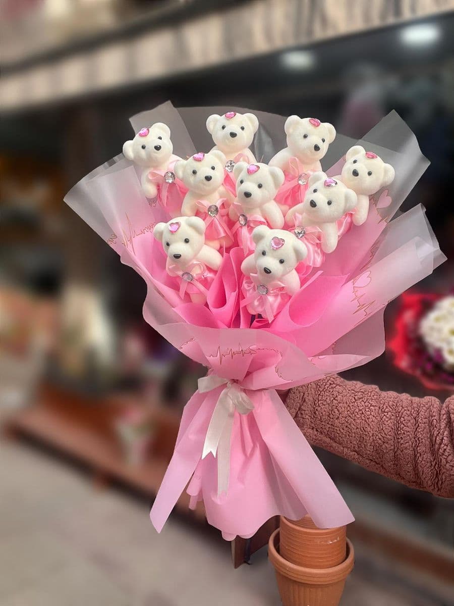 Pembe Etekli Ayıcık Buketi