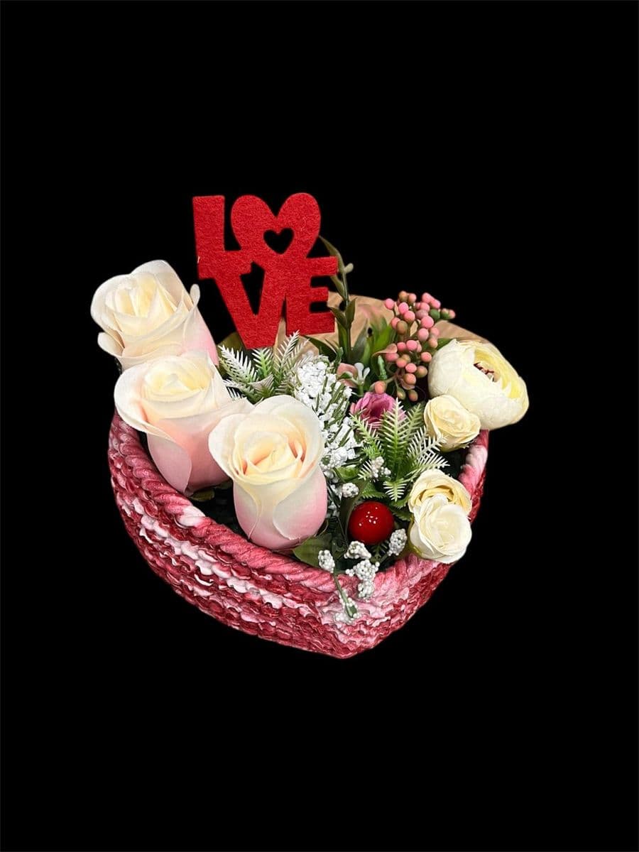 Kalp Seramik Saksı Aranjman - Küçük Görsel 2