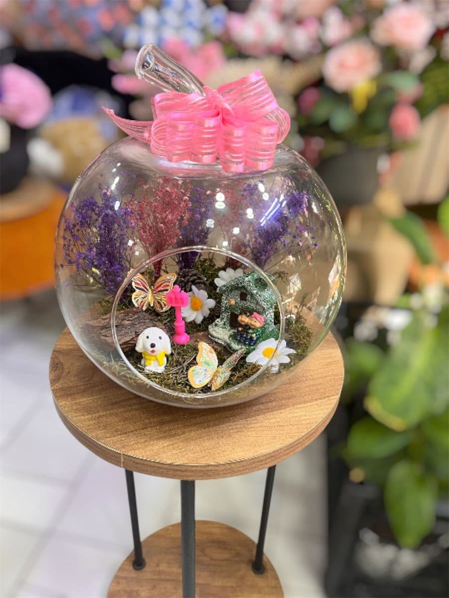 Pembe Kurdelalı Büyük Fanus - Küçük Görsel 2