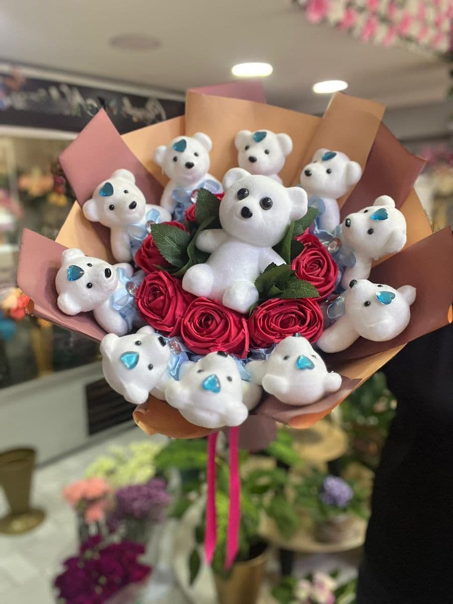 Sevimli Ayıcıklar Ve Güller - Küçük Görsel 2