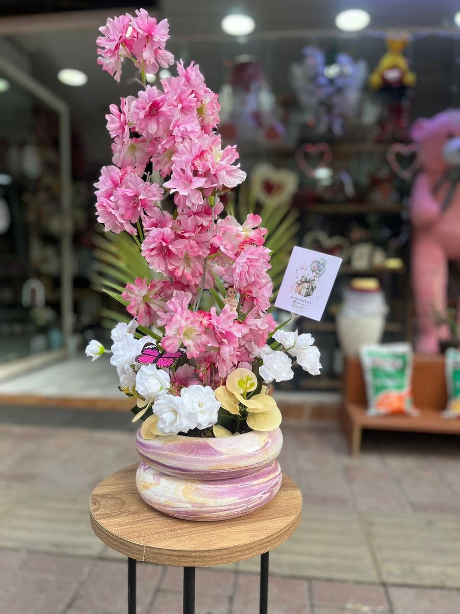 Dekor Saksıda Bahar Dalı Aranjman - Küçük Görsel 2