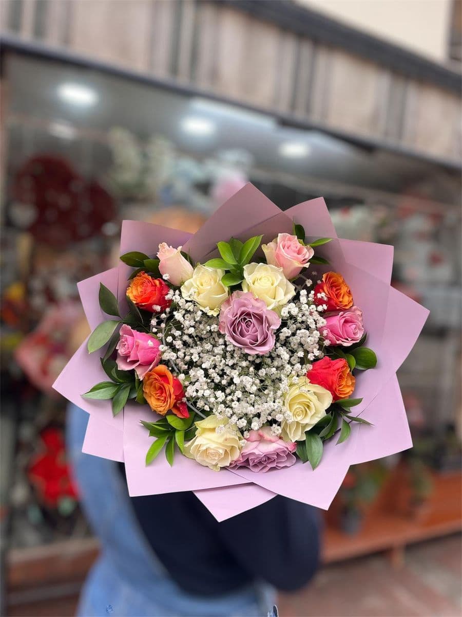 Kalp Renkli Gül Buketi - Küçük Görsel 2