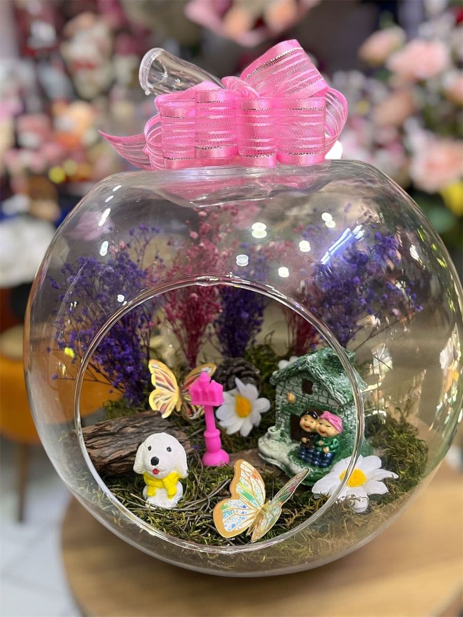 Pembe Kurdelalı Büyük Fanus