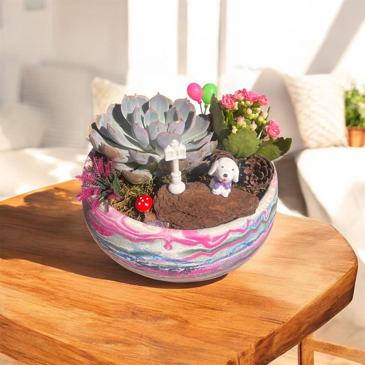 Büyük Pembe Saksıda Teraryum